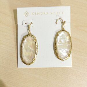 Kendra Scott | Elle Vintage | Iridescent Abalone Gold Etch Frame Drop Earrings